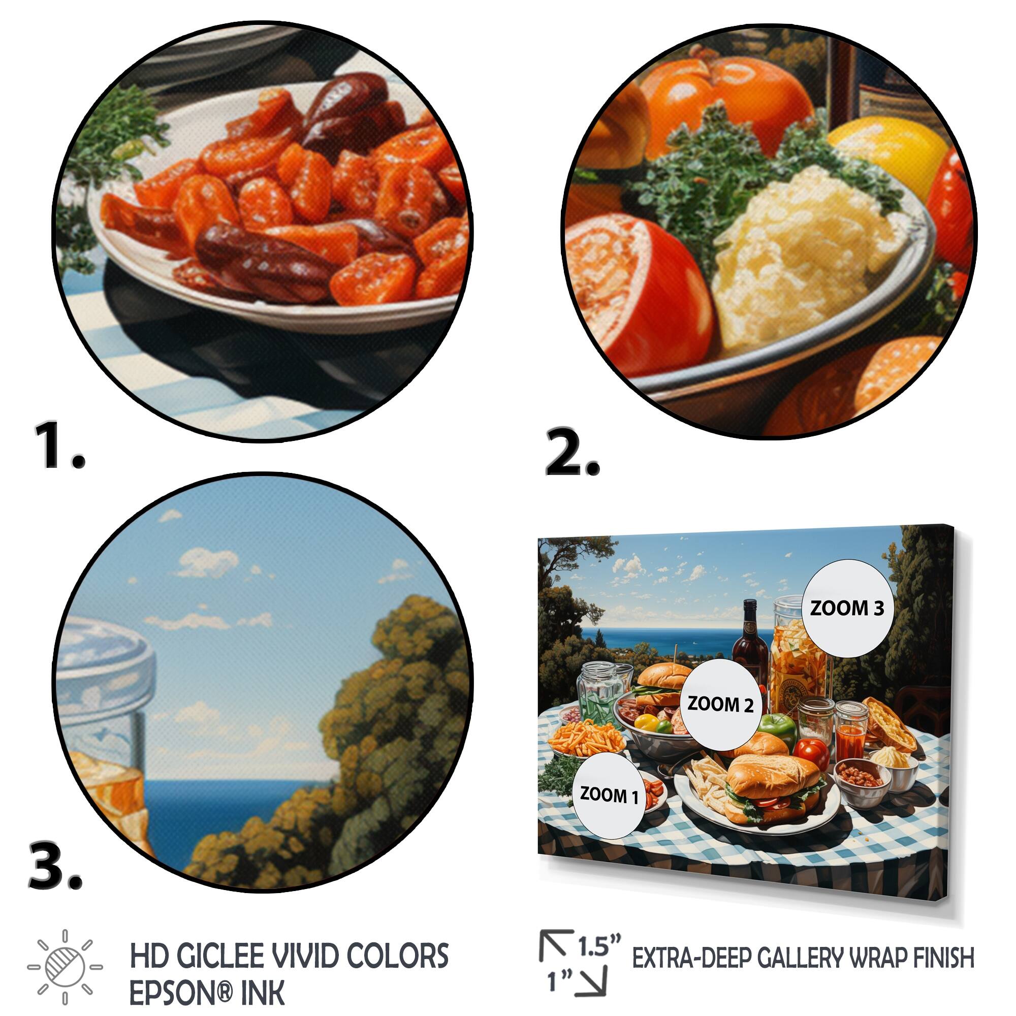 Designart "Meals Picnics Picnic Palette I" Food & Beverage Framed Canvas Art Print Bed Bath